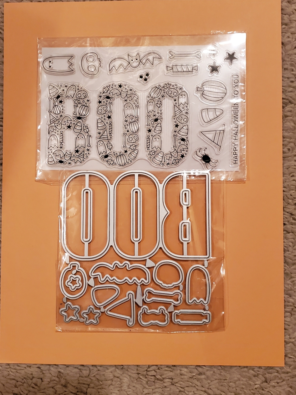 Halloween BOO Word Cling Stamp & Die Set & Die cuts